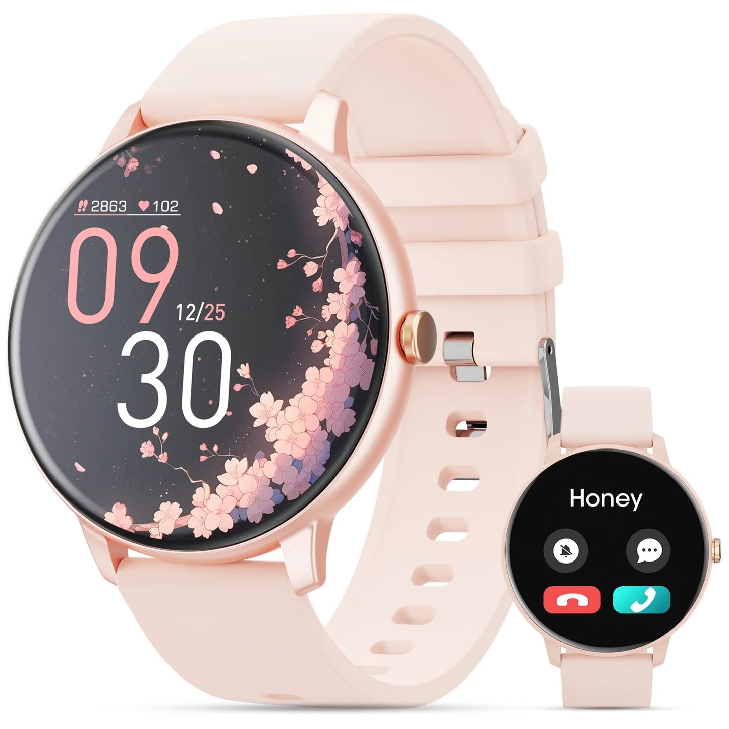Smart Watch (Answer/Dial Call),1.39" Touch Display Fitness Tracker with Sport Modes, Smartwatch with IP68 Waterproof,Step Counter Watch Fits for Android (Pink)